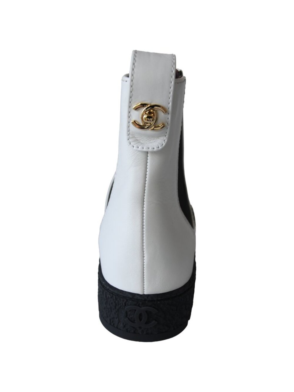 Chanel Rain Boots Ankle Boots White Black - Picture 4 of 5
